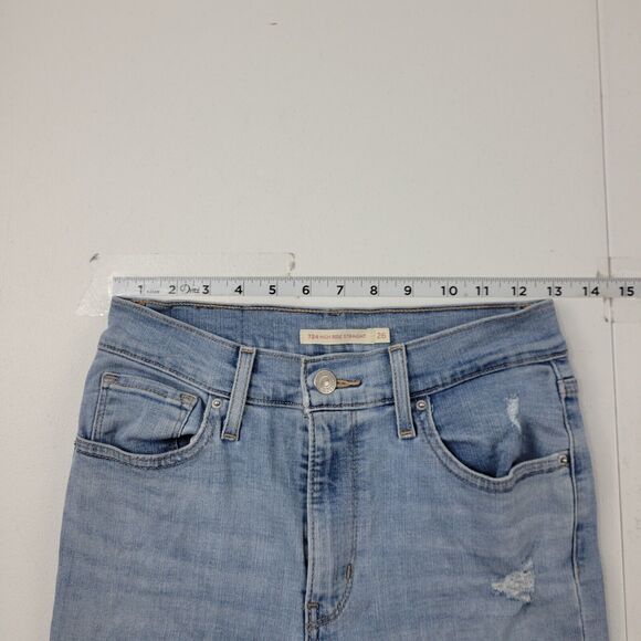 Levi's 724 high rise straight jeans blue denim 26 womens 3570 - Picture 5 of 12